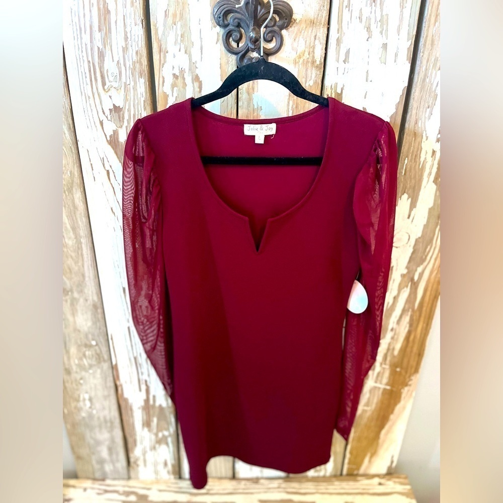 Jolie & Joy vneck dress maroon size Large NWT